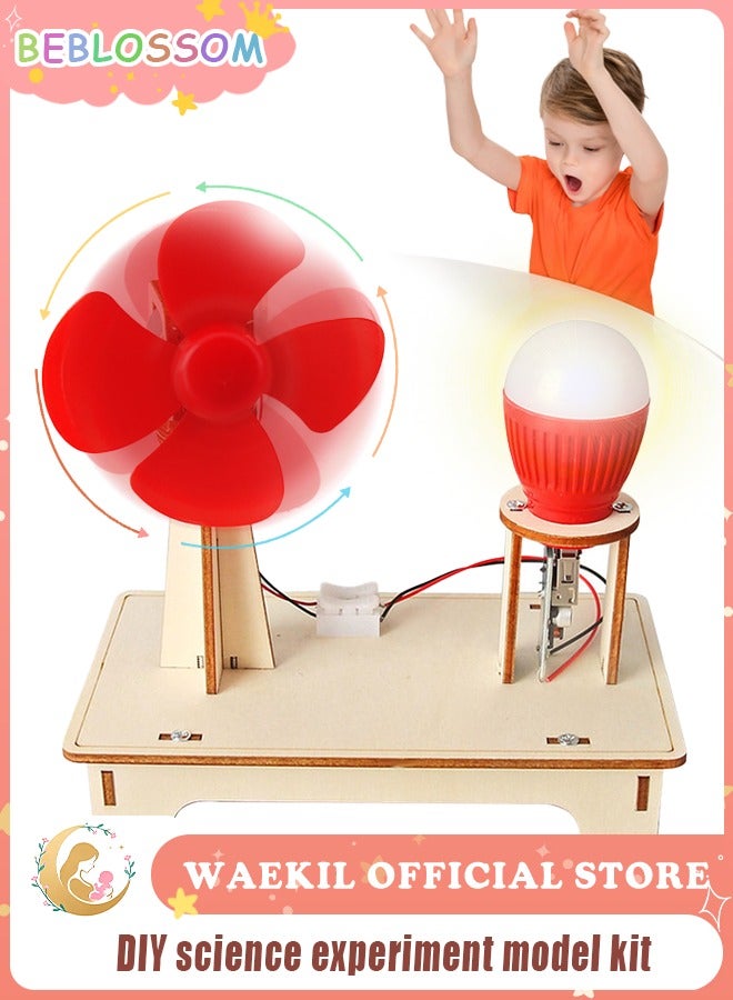 BEBLOSSOM Wind Turbine Model Kit for Kids 7–14 – DIY Wooden STEM Education Toy, Renewable Energy Science Experiment Set for Home & School, Parent-Child Learning & Physics Building Project - Image 1
